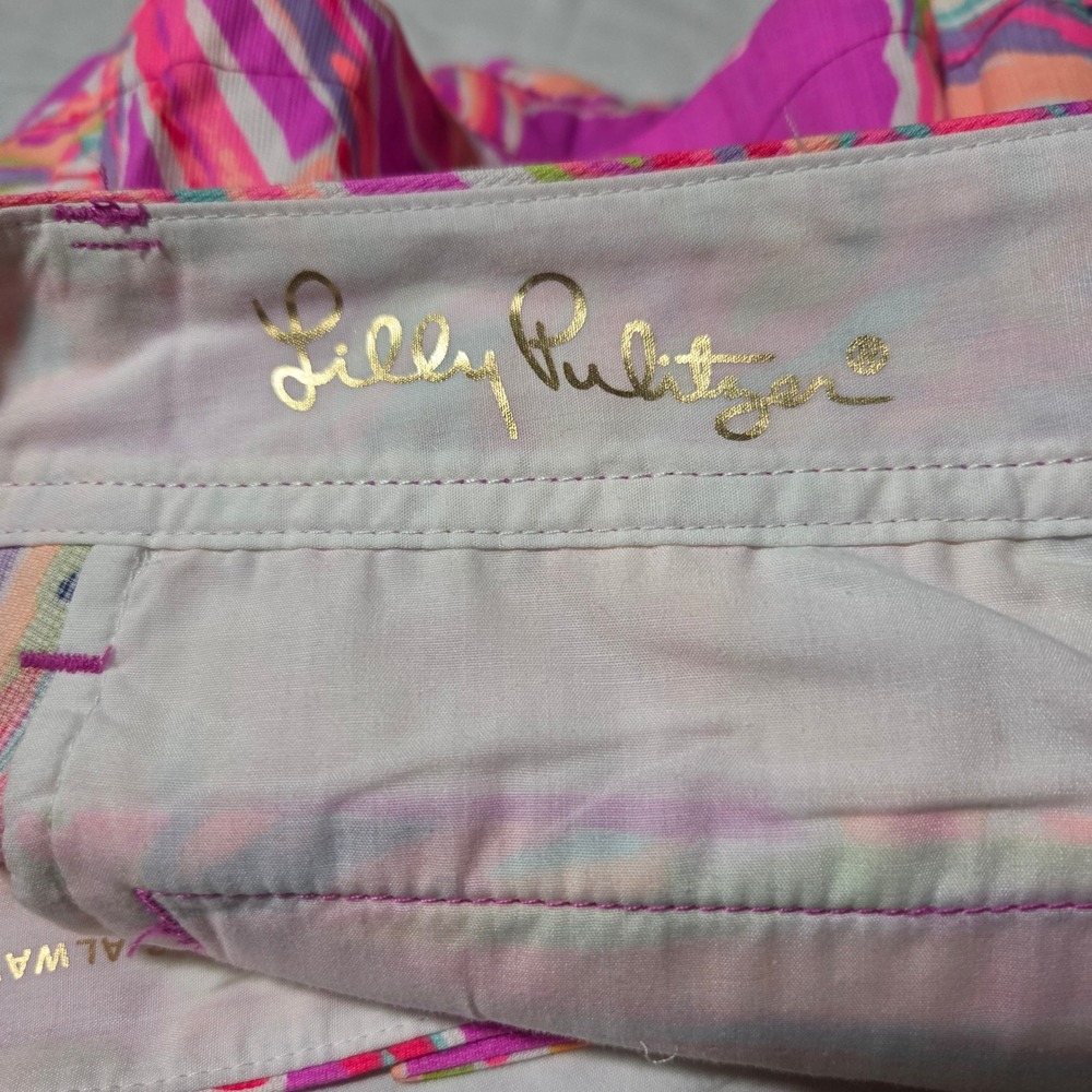 Lilly Pulitzer Callahan Shorts Pink Tropical Floral Cotton Dobby Womens Size 0 - Picture 4 of 14